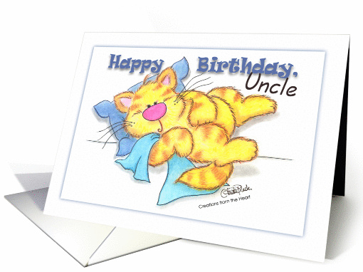 Chubby Orange Tabby Birthday-Uncle card (82768)