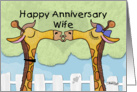 Happy Anniversary to Wife- Kissing Giraffes card