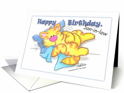 Chubby Orange Tabby Happy Birthday for Son in law card (82772)