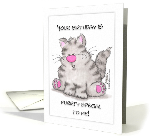 Happy Birthday Chubby Gray Tabby Purrty Special card (82776)
