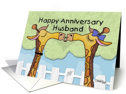 Happy Anniversary to Husband- Kissing Giraffes card (827844)