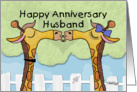 Happy Anniversary to Husband- Kissing Giraffes card