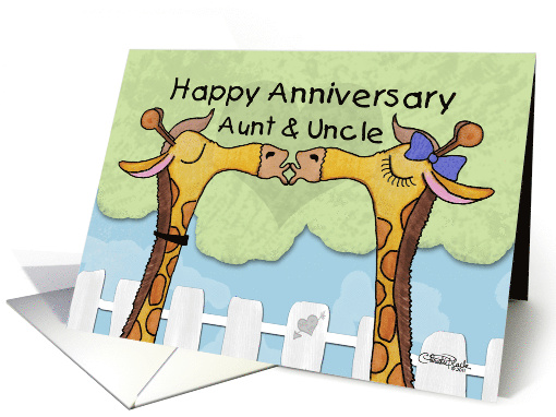 Happy Anniversary to Aunt and Uncle- Kissing Giraffes card (827852)