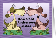 Happy Anniversary to Mom and Dad- Kissing Hound Dogs card
