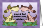 Happy Anniversary to Mom and Dad- Kissing Hound Dogs card