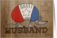 Happy Birthday to Husband- Rustic Red, White & Blue Armadillo card