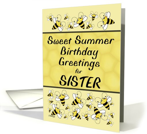 Happy Summertime Birthday to Sister- Bees and Honeycomb design card