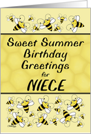 Happy Summertime Birthday to Niece- Bees and Honeycomb design card