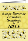 Happy Summertime Birthday to Niece- Bees and Honeycomb design card