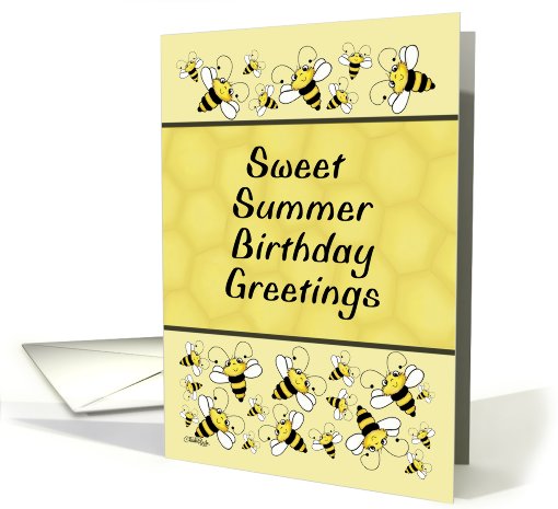 Happy Summertime Birthday- Bees and Honeycomb design card (828420)