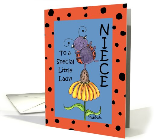Niece's Birthday-Lady Bug Daisy Dance-Special Little Lady card