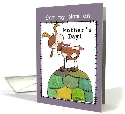 Happy Mother's Day for Mother Goat on a Hill from Kid card (829555)