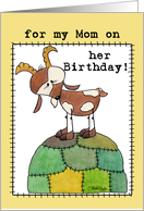 Happy Birthday for Mom Goat on a Hill from Kid card
