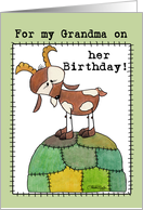 Happy Birthday for Grandma Goat on a Hill from Grand Kid card