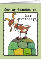 Happy Birthday for Grandma-Goat on a Hill-from Grand Kid card