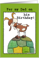 Happy Birthday for Dad Goat on a Hill from Kid card