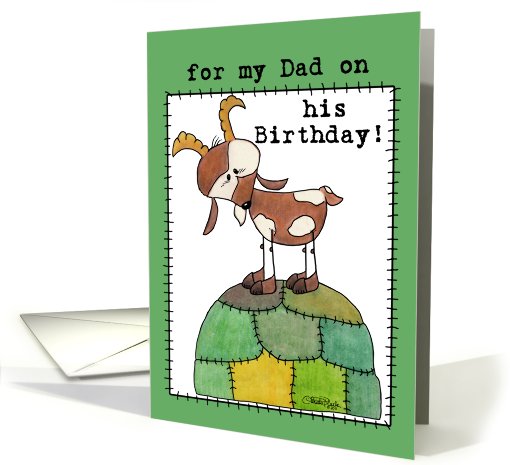 Happy Birthday for Dad-Goat on a Hill-from Kid card (829562)