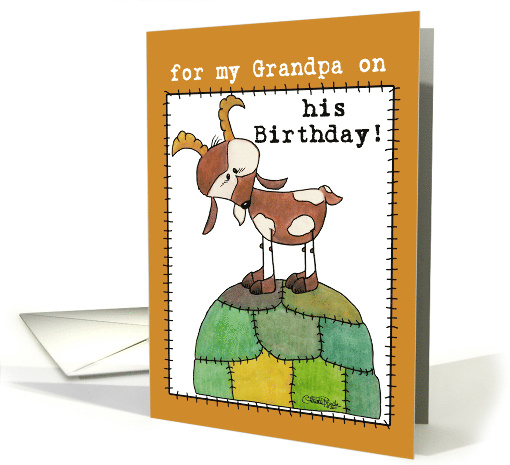 Happy Birthday for Grandpa Goat on a Hill from Grand Kid card (829564)