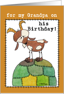 Happy Birthday for Grandpa Goat on a Hill from Grand Kid card