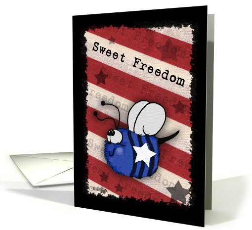 Happy Fourth of July-Blue Bee-Sweet Freedom card (829899)