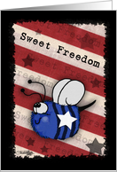 Happy Fourth of July-Blue Bee-Sweet Freedom card