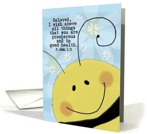 Encouragement-3 John 1:2 Scripture Card-Bee Face and Daisies card