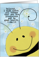 Encouragement-3 John 1:2 Scripture Card-Bee Face and Daisies card