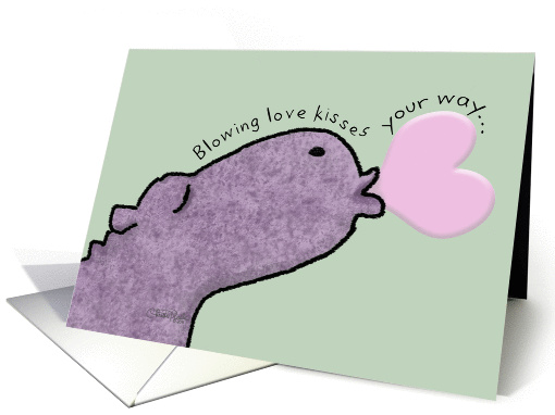 Birthday-Purple Hippo Blows Kisses card (833704)