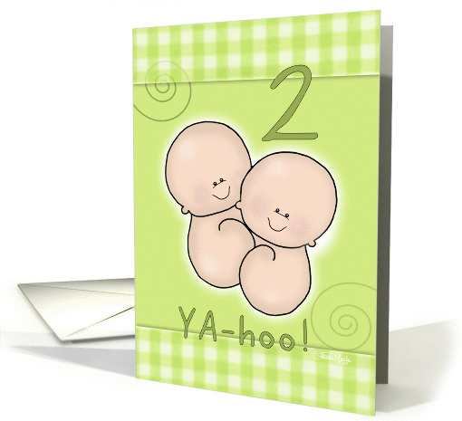 Announcement of Twins-Two Babies on Lime Green card (833710)