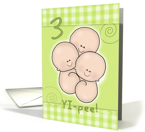 Announcement of Triplets-Two Babies on Lime Green card (833713)