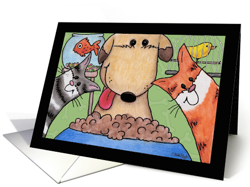 Happy Birthday Pet Sitter Dog Cat Fish and Bird card (835197)