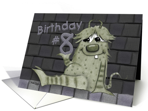 Happy 8th Birthday-Fuzzy Monster with Number Eight card (836102)