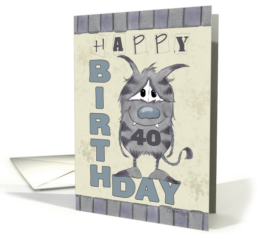 40th Birthday-Monster with Number Forty card (840129)