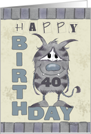 40th Birthday-Monster with Number Forty card