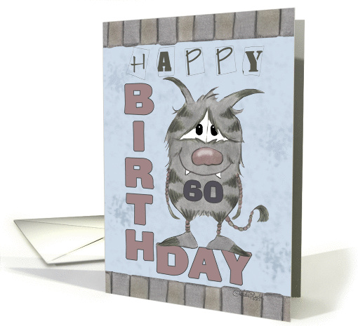 60th Birthday-Monster with Number Sixty card (840140)