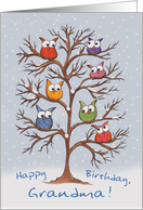 Birthday for Grandma-Owls in Snowy Tree card