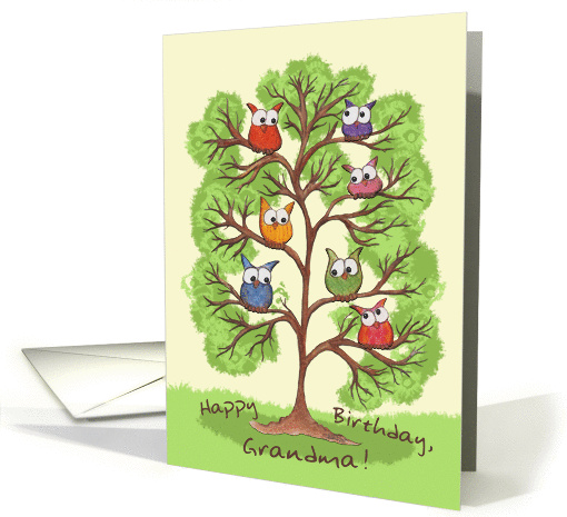 Birthday for Grandma-Owls in Tree card (840551)
