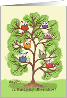 February Birthday-Owls in Tree card