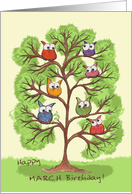 March Birthday-Owls in Tree card