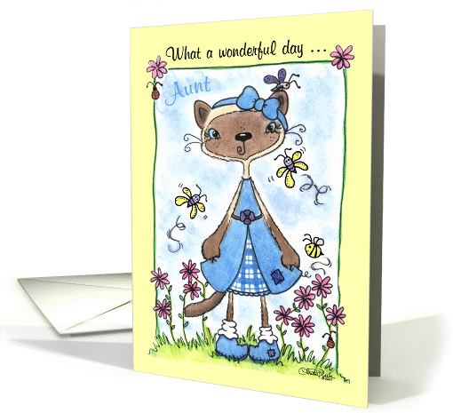 Happy Birthday to Aunt-Siamese Cat in the Garden card (847901)