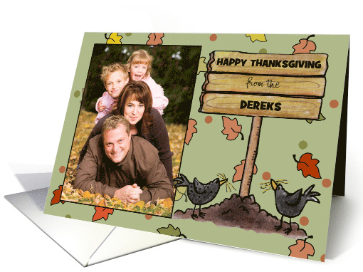 Happy Thanksgiving Customizable Photo Card- Crows and... (850544)