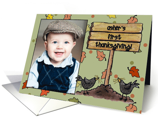 Baby's First Thanksgiving Customizable Photo Crows Sign... (850546)