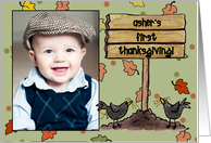 Baby’s First Thanksgiving Customizable Photo Crows Sign Fall Scene card