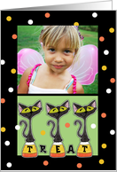 Happy Halloween Customizable Photo Card Three Black Cats Candy Corn card
