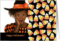 Happy Halloween Customizable Photo Card Crazy Candy Corn Faces card