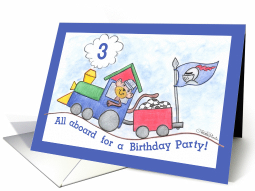 Monkey Train-3rd Birthday Invitation card (85059)