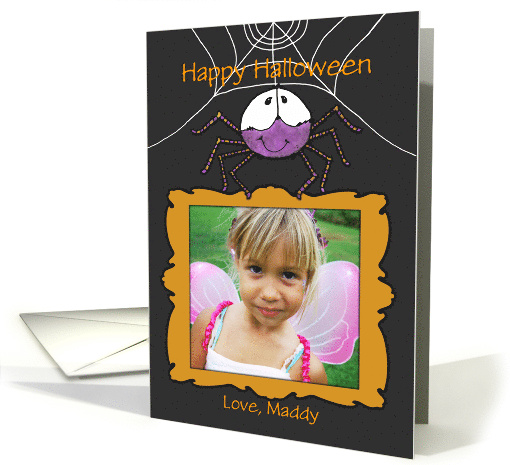 Happy Halloween Customizable Photo Card Spider Holding... (850726)