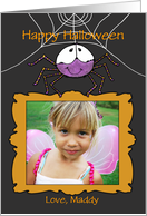 Happy Halloween Customizable Photo Card Spider Holding Picture Frame card