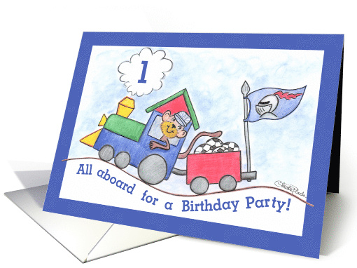 Monkey Train 1st Birthday Invitation card (85079)