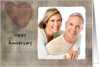 Happy Anniversary Customizable Photo Card Linen Heart card